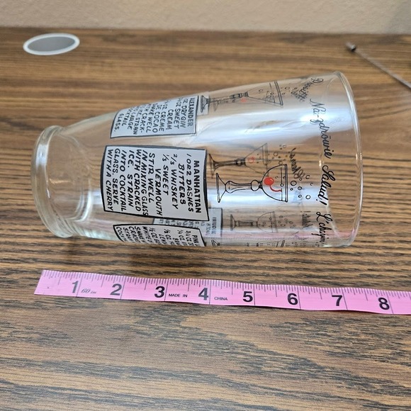 VTG Cocktail Recipe Barware Glass Drink Shaker NO‎ LID SEE DESC - Picture 7 of 14